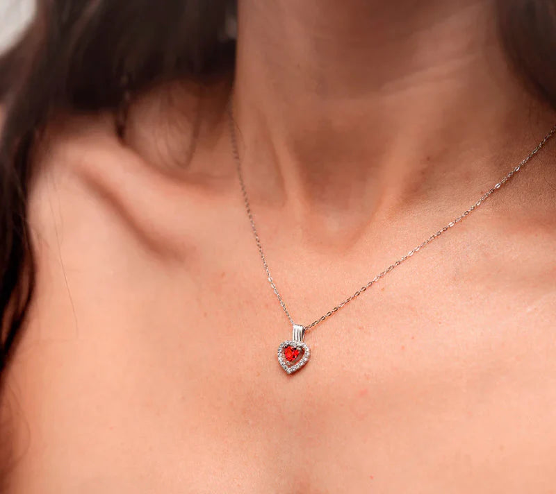 Colar LOTUS SILVER Coração Vermelho - Ourivesaria Catita