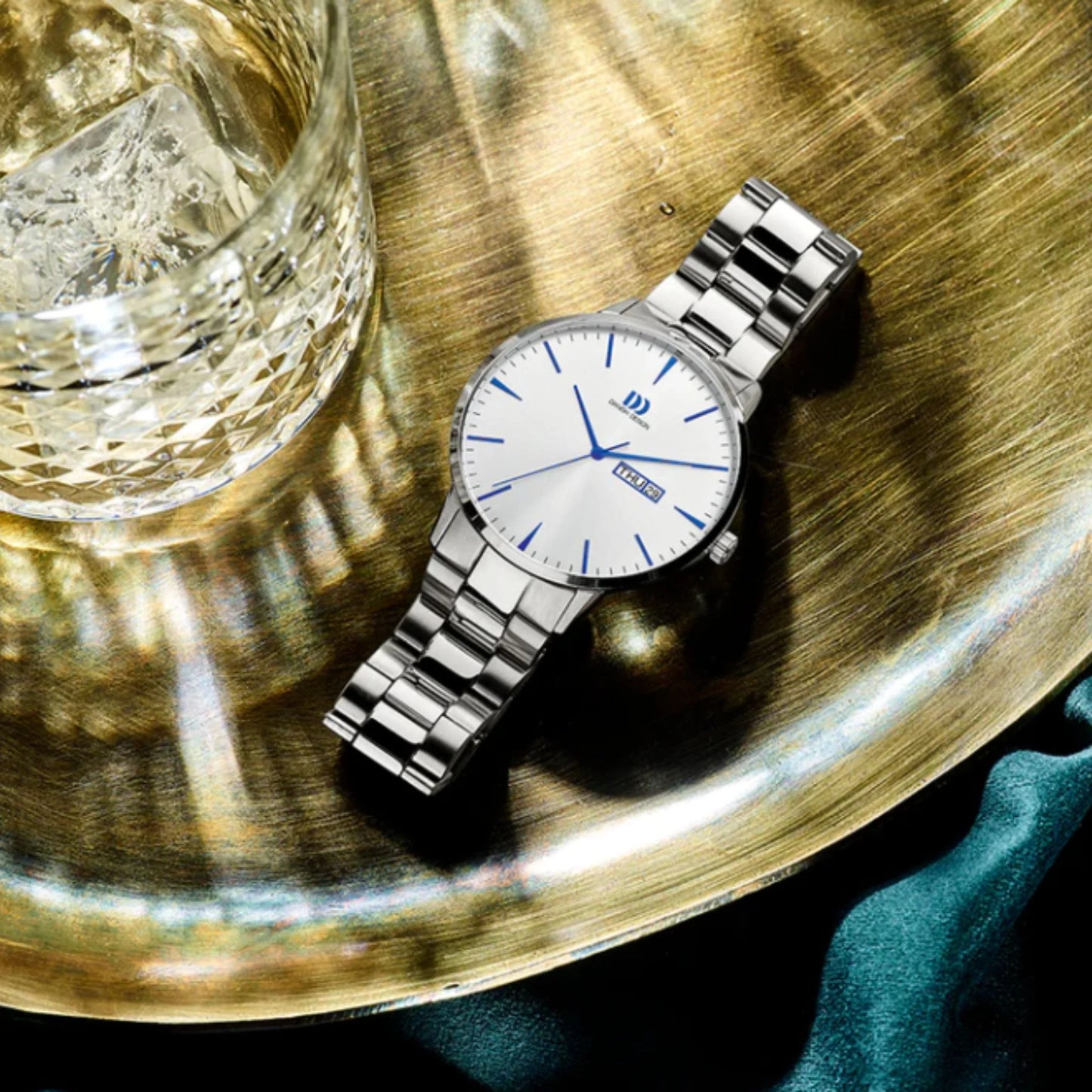 Relógio DANISH DESIGN Akilia Day/Date Silver Cobalt Link - Ourivesaria Catita